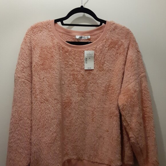 NWT Plush Super Soft Lounge Crewneck Teddy-bear Sweater Blush Pink Size XL - Picture 1 of 4